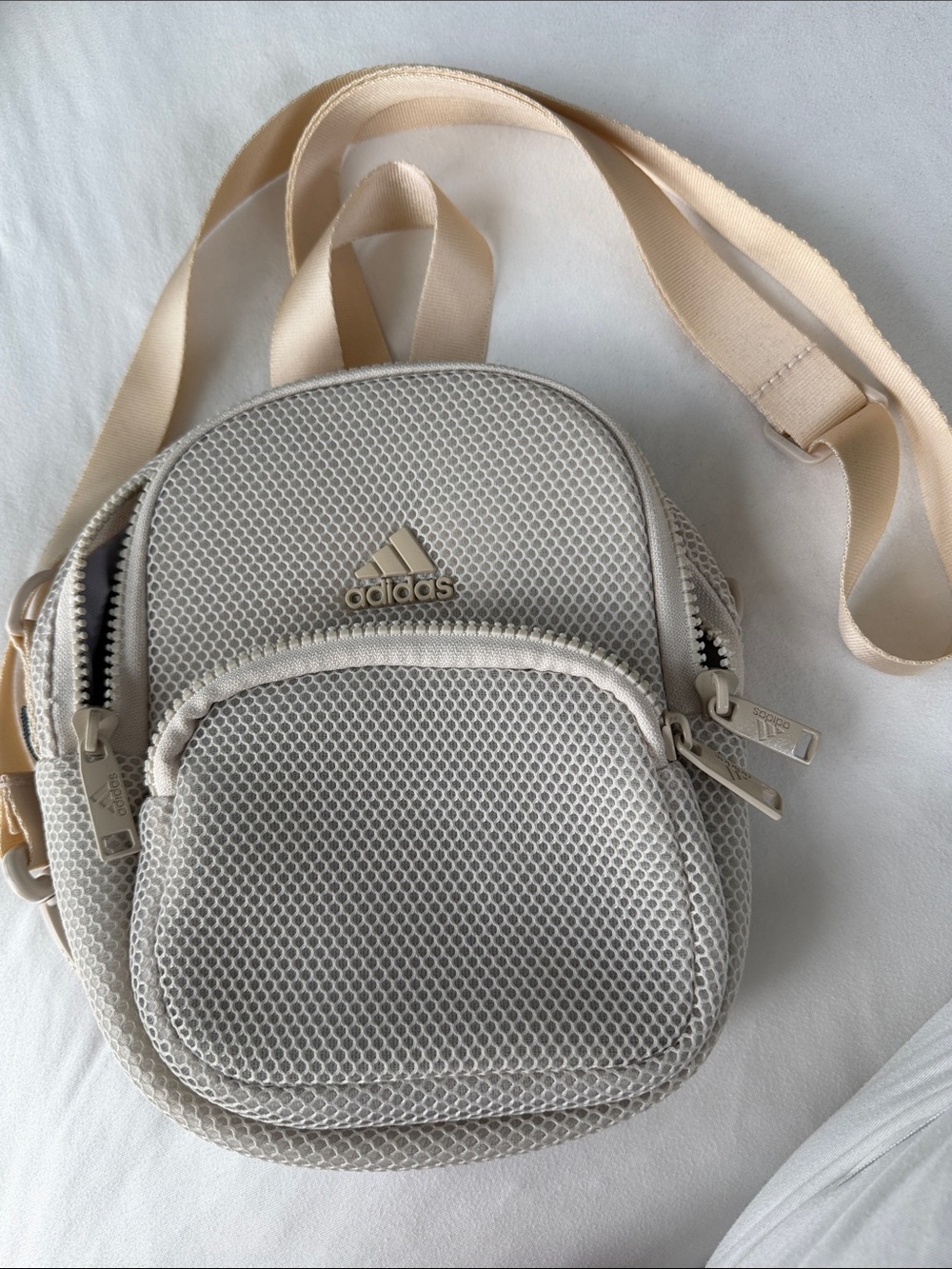 adidas Small Beige Mesh Crossbody Bag
